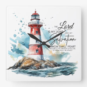 Psalm 27:1 Bible LORD is my Light and Salvation  Square Wall Clock
