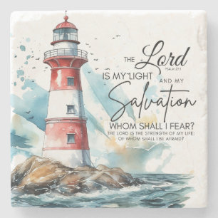 Psalm 27:1 Bible LORD is my Light and Salvation  Stone Coaster