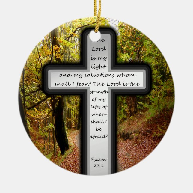 Psalm 27:1 ceramic ornament (Front)