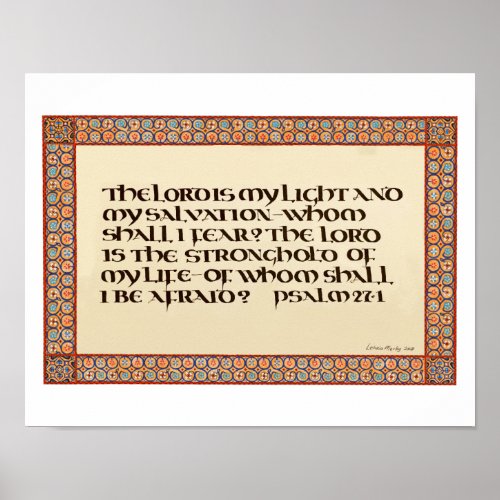 Psalm 271 illuminated calligraphy Uncial script Poster