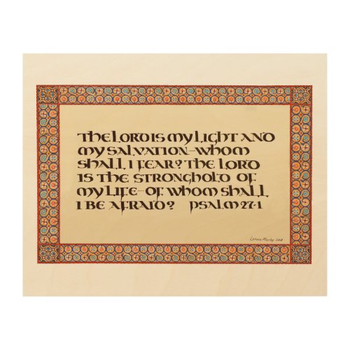 Psalm 271 illuminated calligraphy Uncial script Wood Wall Art