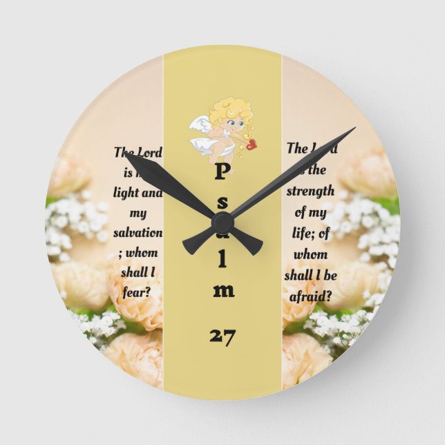 Psalm 27:1 round clock (Front)