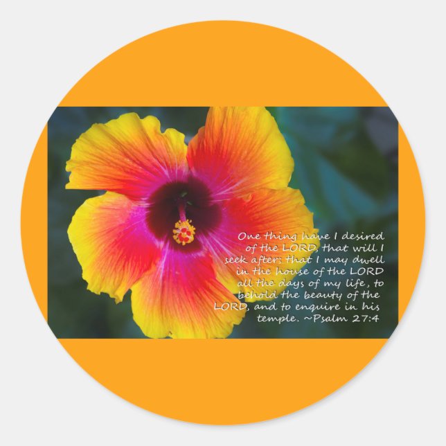 Psalm 27:4 classic round sticker (Front)