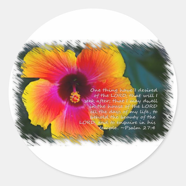 Psalm 27: 4 on White Classic Round Sticker (Front)