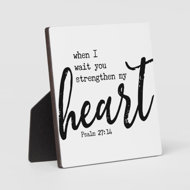 Psalm 27:4 Wait Bible Scripture Farmhouse Sign Plaque (Front)