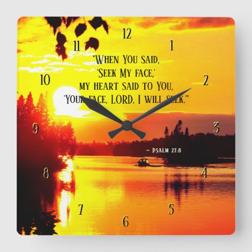 Psalm 278 Your Face LORD I will Seek Bible Square Wall Clock