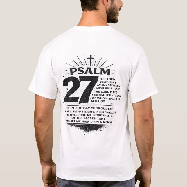 Psalm 27 Bible Verse Christian Back Print T-Shirt  (Back)