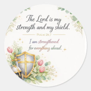 Psalm 28:7 Bible Verse, Messianic Jewish Decor Classic Round Sticker