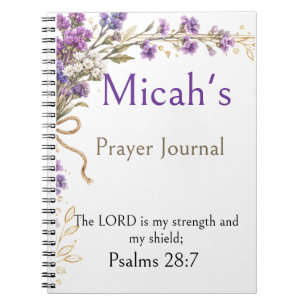 Psalm 28:7 Bible Verse, Purple Prayer Journal,  Notebook