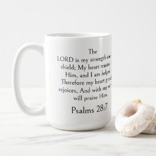 Psalm 28:7 Bible Verse, Strength Scripture Modern Coffee Mug