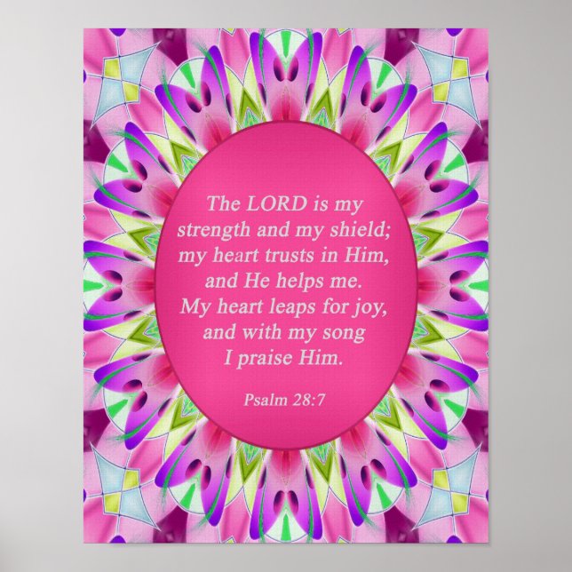 Psalm 28:7 Christian Poster (Front)