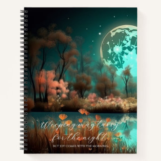 Psalm 30:5 Green Moon Custom Notebook