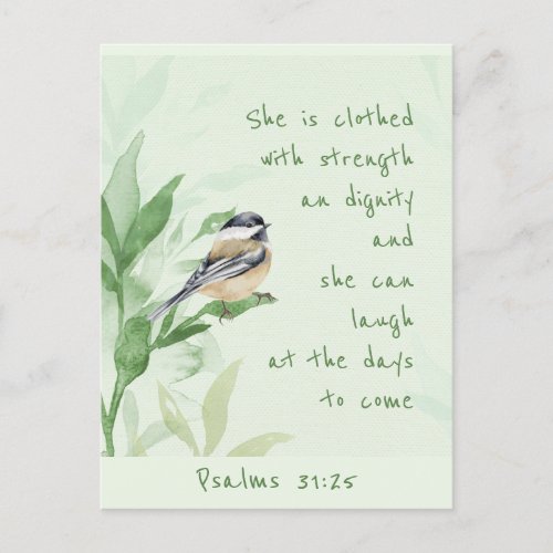 Psalm 3125 She is clothed with Strength Scripture Postcard