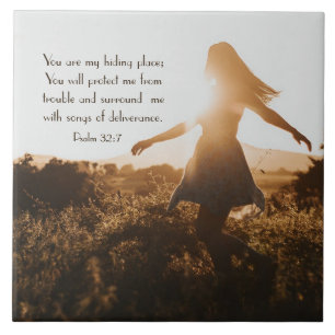 Psalm 32:7 You are my hiding place Bible Verse Ceramic Tile