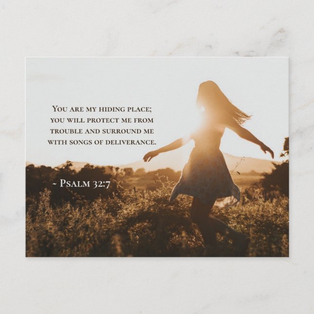 Psalm 32:7 You are my hiding place Bible Verse Postcard (Front)