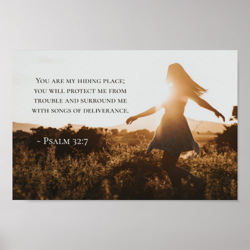 Psalm 327 You are my hiding place Bible Verse Poster