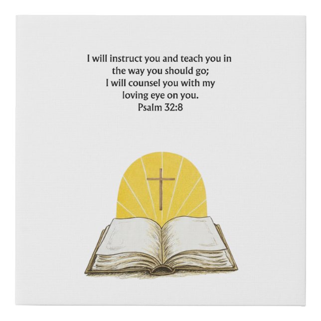 Psalm 32:8 Bible Verse Christian Wall Art  (Front)