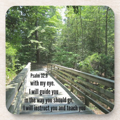 Psalm 328 I will instruct you and teach you Drink Coaster