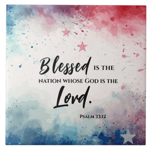 Psalm 3312 Blessed is the Nation Bible Verse Ceramic Tile