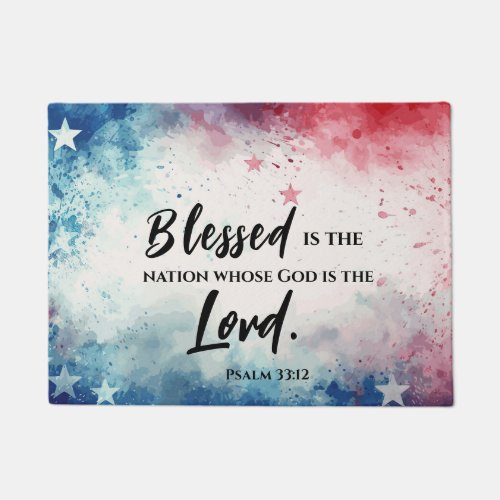 Psalm 3312 Blessed is the Nation Bible Verse Doormat