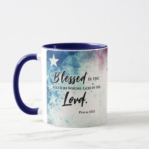 Psalm 3312 Blessed is the Nation Bible Verse Mug