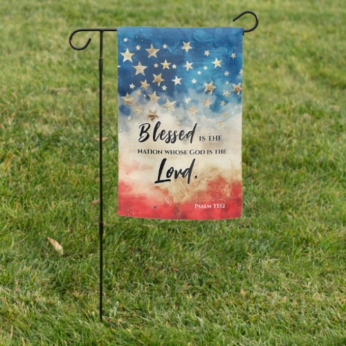 Psalm 3312 Blessed is the Nation USA Bible Verse Garden Flag