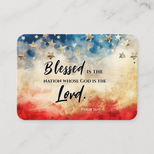 Psalm 3312 Blessed is the Nation USA Flag Bible Business Card