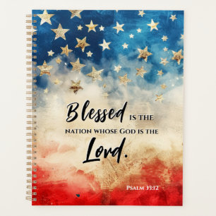 Psalm 33:12 Blessed is the Nation USA Flag Bible Planner