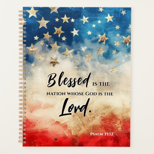 Psalm 3312 Blessed is the Nation USA Flag Bible Planner