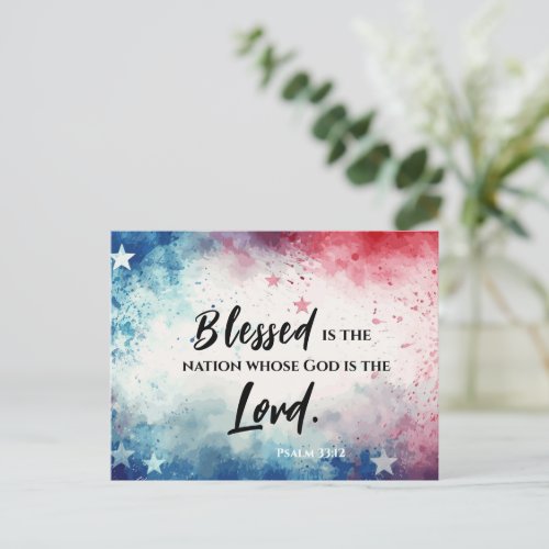 Psalm 3312 Blessed is the Nation USA Flag Bible Postcard