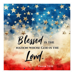 Psalm 33:12 Blessed is the Nation USA Flag Bible Poster