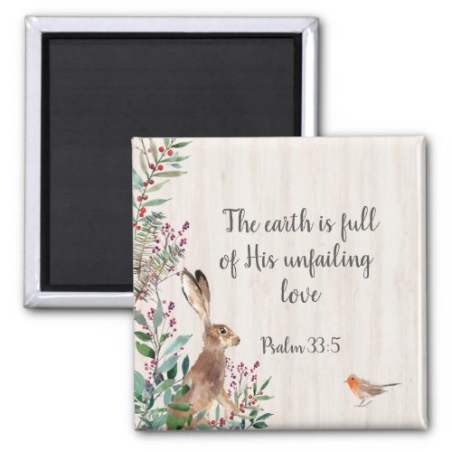 Psalm 335 Rabbit Bird and Foliage Magnet