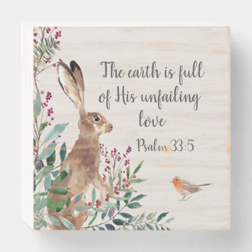 Psalm 335 Rabbit Bird and Foliage Wooden Box Sig