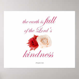 Psalm 33 Scripture with Floral Art Poster