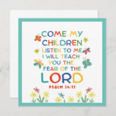 Psalm 34:11 cute bible verse for kids (Front/Back)