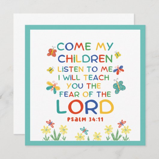 Psalm 34:11 cute bible verse for kids (Front/Back)