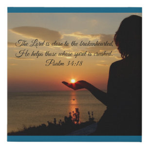 Psalm 34:18 Faux Wrapped Canvas Print