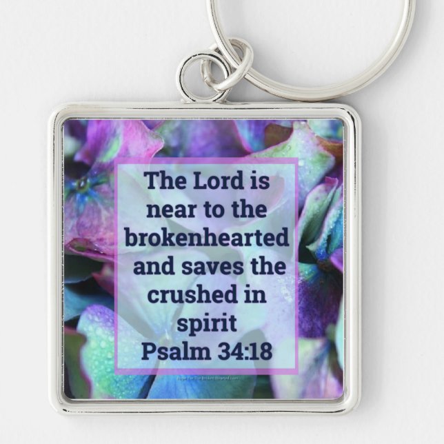 Psalm 34:18 Keychain (Front)