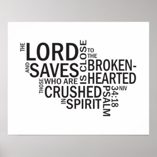 Psalm 34:18 "The Lord is Close" Subway Art Poster