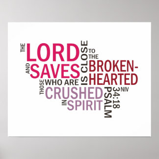 Psalm 34:18 "The Lord is Close" Subway Art Poster