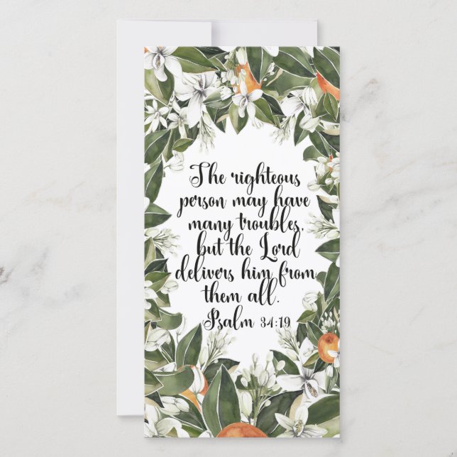 Psalm 34:19, Watercolor bible verse bookmark (Front)