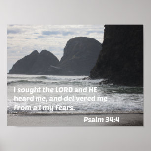Psalm 34:4 I sought the Lord and He heard me Poster
