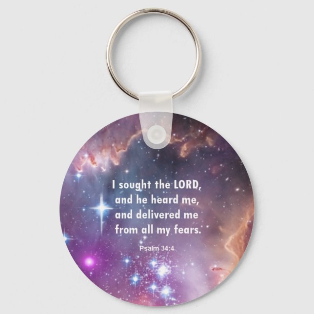Psalm 34:4 keychain (Front)