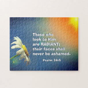 Psalm 34:5 Those who look to Him are RADIANT Bible Jigsaw Puzzle