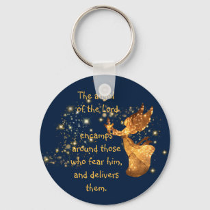 Psalm 34:7 Angel of the Lord Encamps Around   Keychain