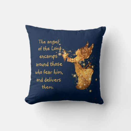Psalm 347 Angel of the Lord Encamps Around    Throw Pillow