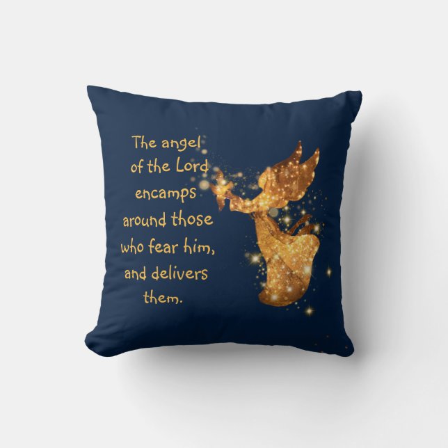 Psalm 34:7 Angel of the Lord Encamps Around    Throw Pillow (Front)