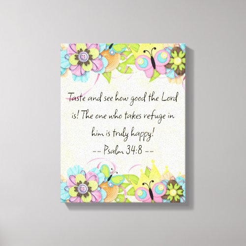 Psalm 34 8  Motivational bible Quotes Verse Canvas Print