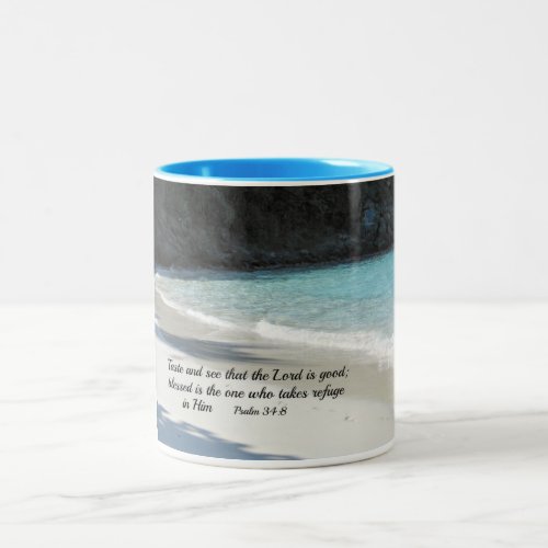 Psalm 348 Taste and see that the Lord is good Two_Tone Coffee Mug