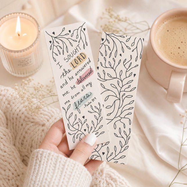Psalm 34 scripture Quote Christian Hand Drawn Bookmarks (Creator Uploaded)